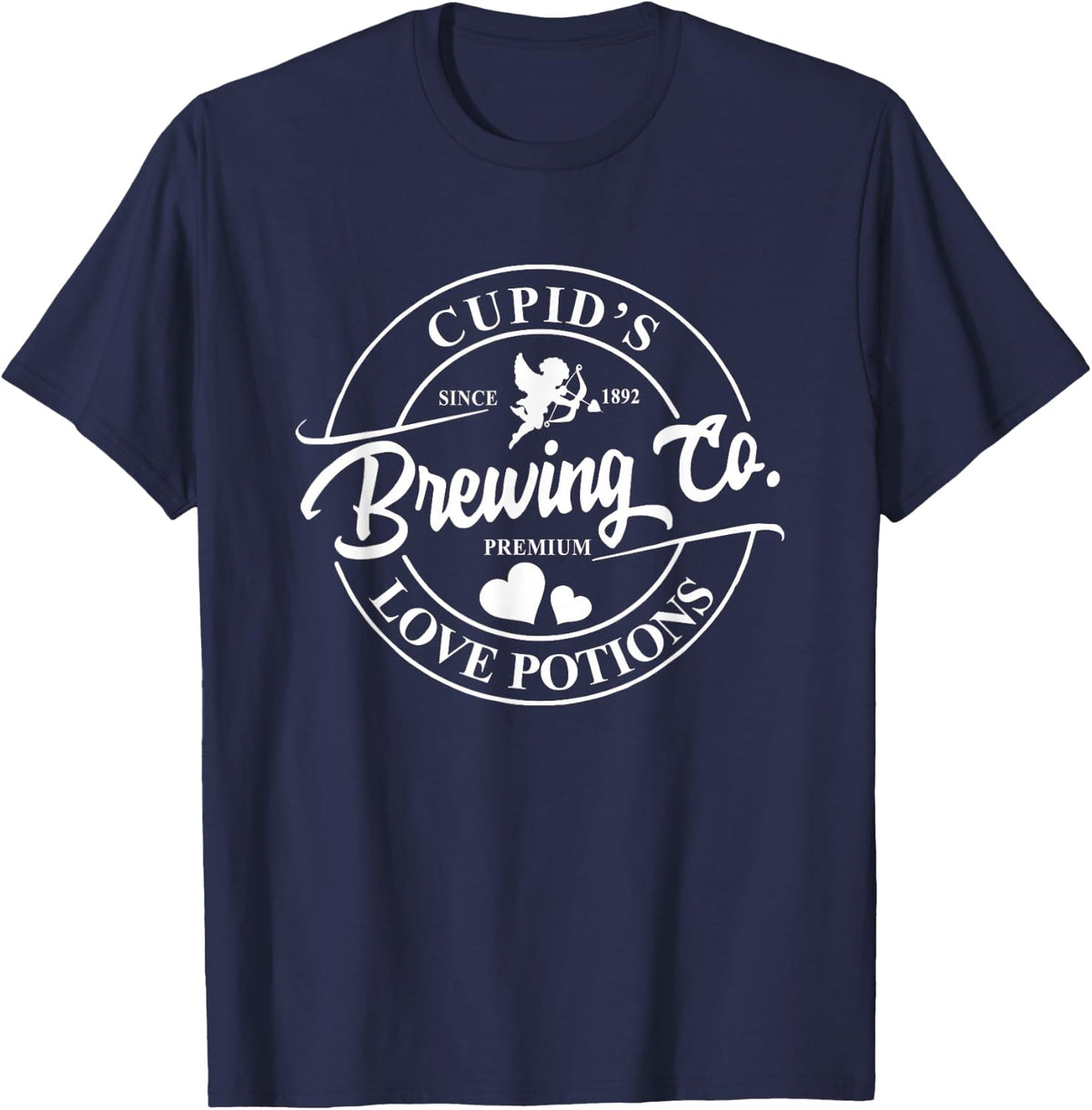 Cupid's Brewing Co Premium Love Potions Valentine Clothes T-Shirt - Navy Blue