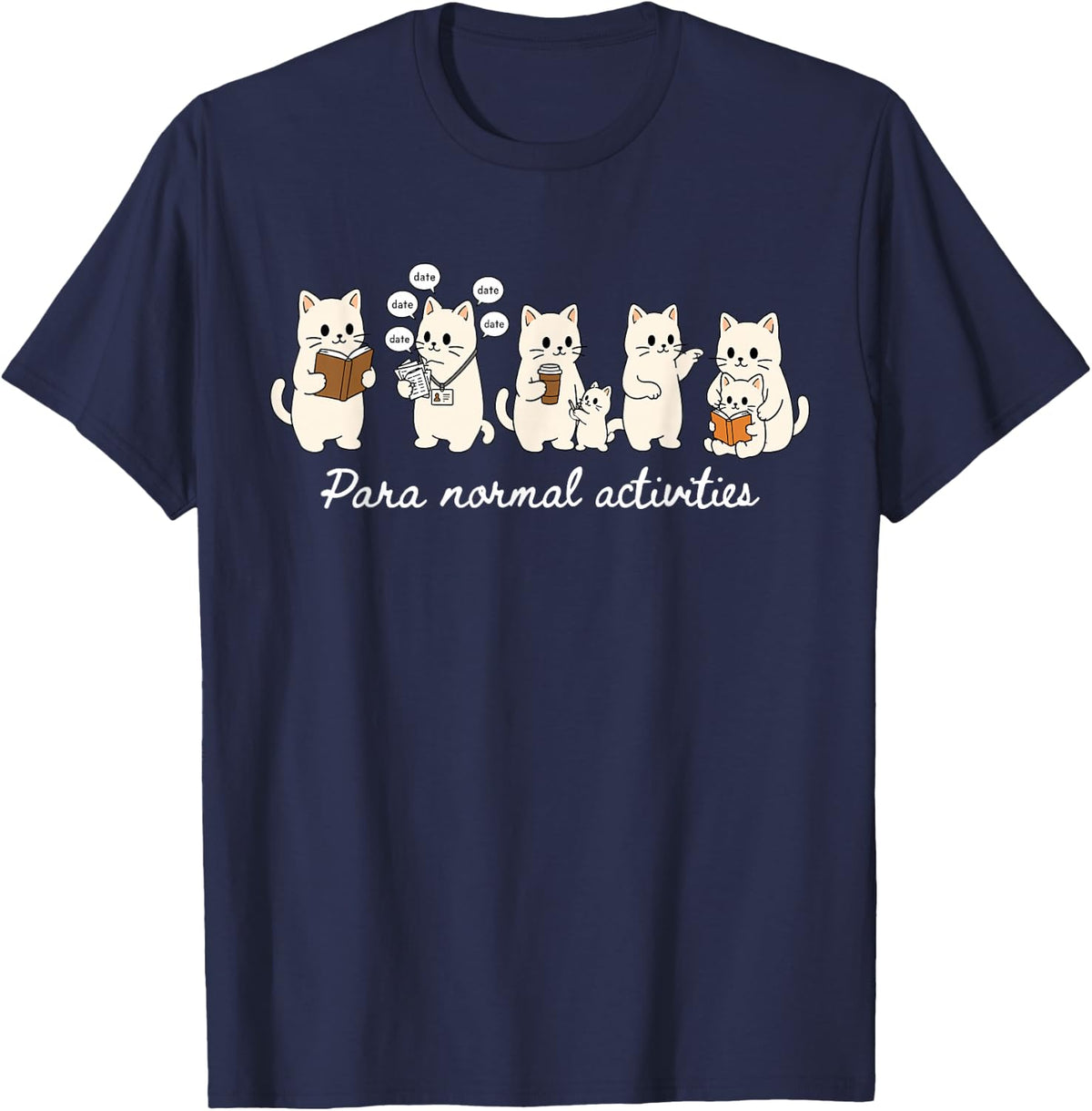 para Normal Activities SPED Teachers Cat Fall Halloween T-Shirt - Navy Blue