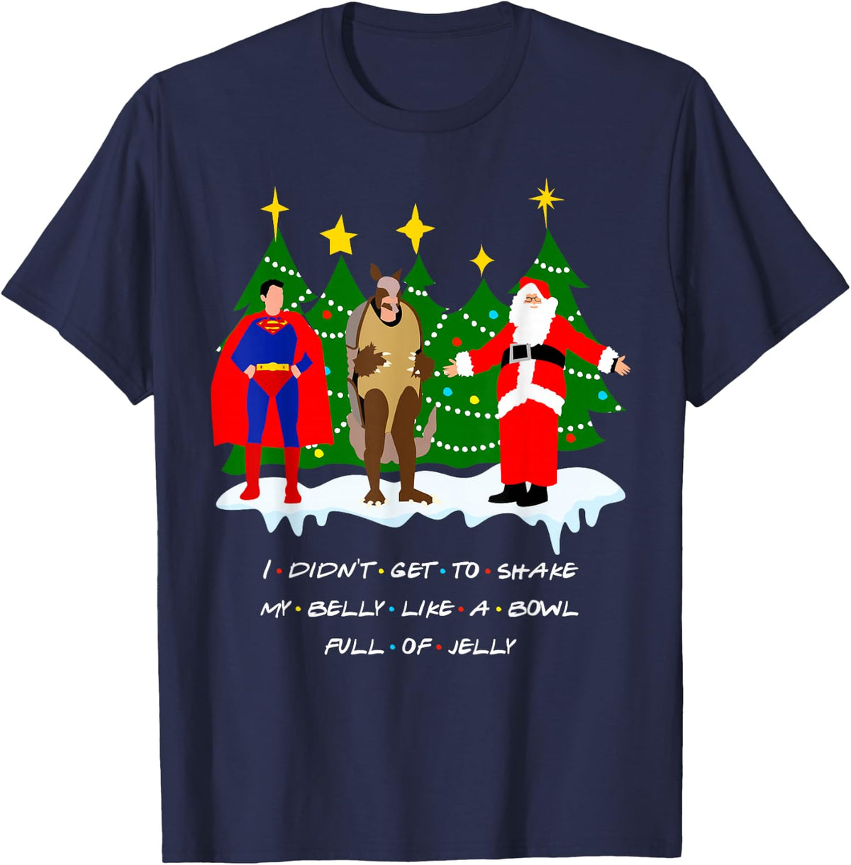 Christmas with Friends. Shake My Belly T-Shirt - Navy Blue