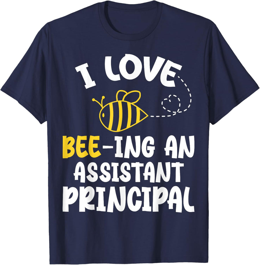 I Love Bee-Ing an Assistant Principal - School Worker Gifts T-Shirt - Navy Blue