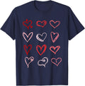 Hearts Pattern Valentines Day Cute Love V-Day Pajama T-Shirt - Navy Blue