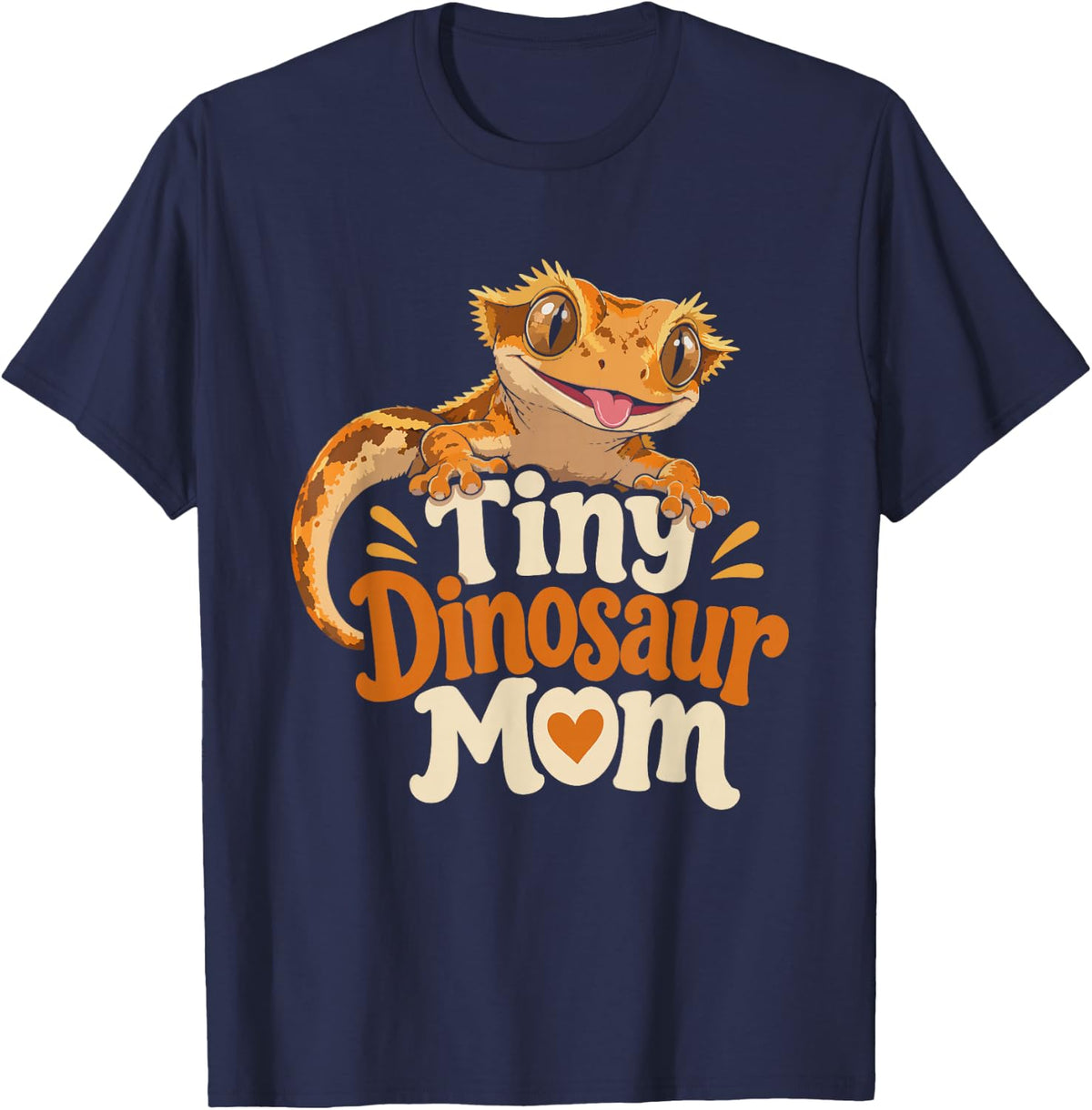 Crested Gecko Mom Raising Tiny Clingy Dinosaur Love Crestie T-Shirt - Navy Blue