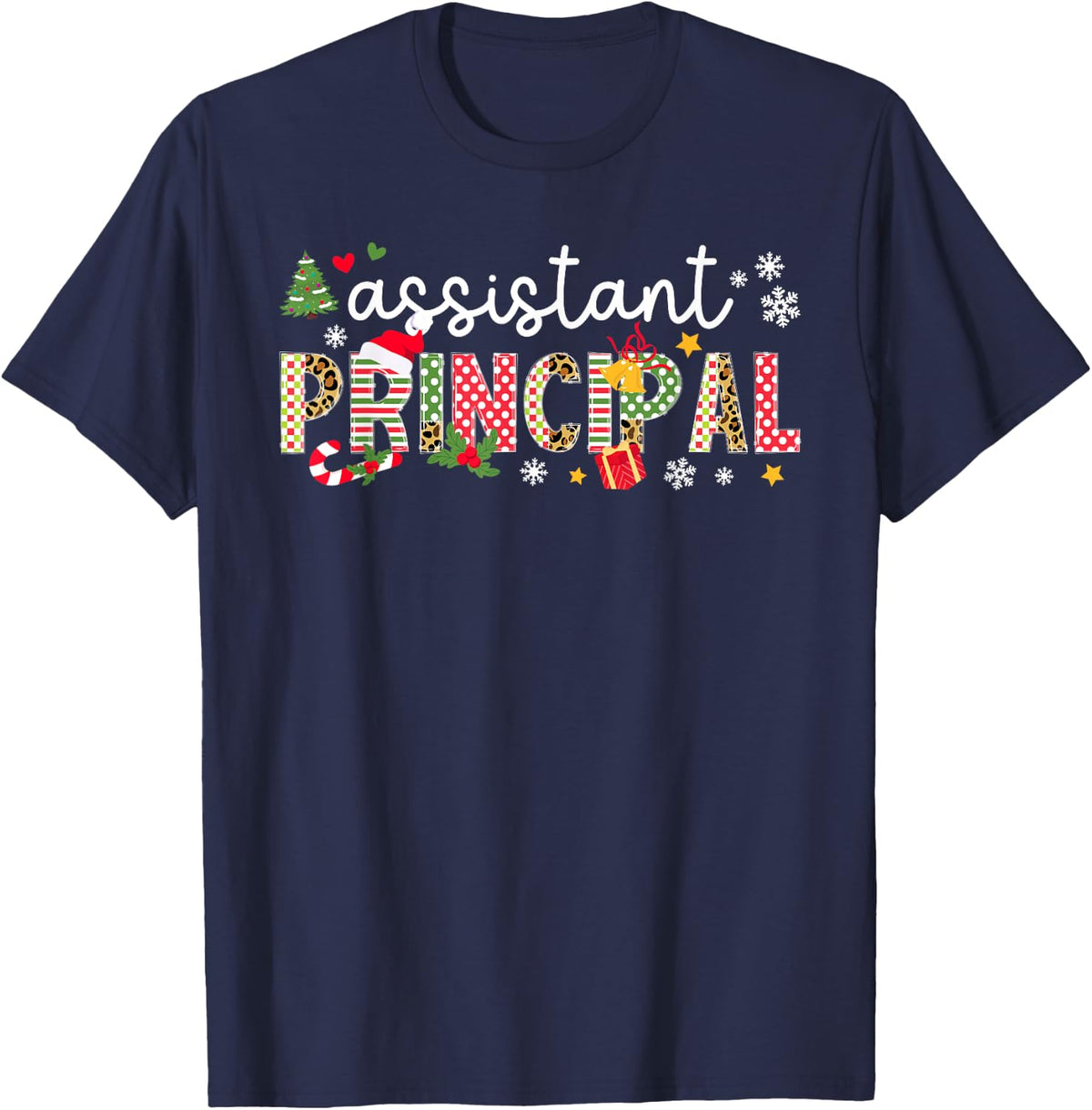 Assistant Principal Christmas Tee Xmas T-Shirt For School Staff Gifts - Navy Blue