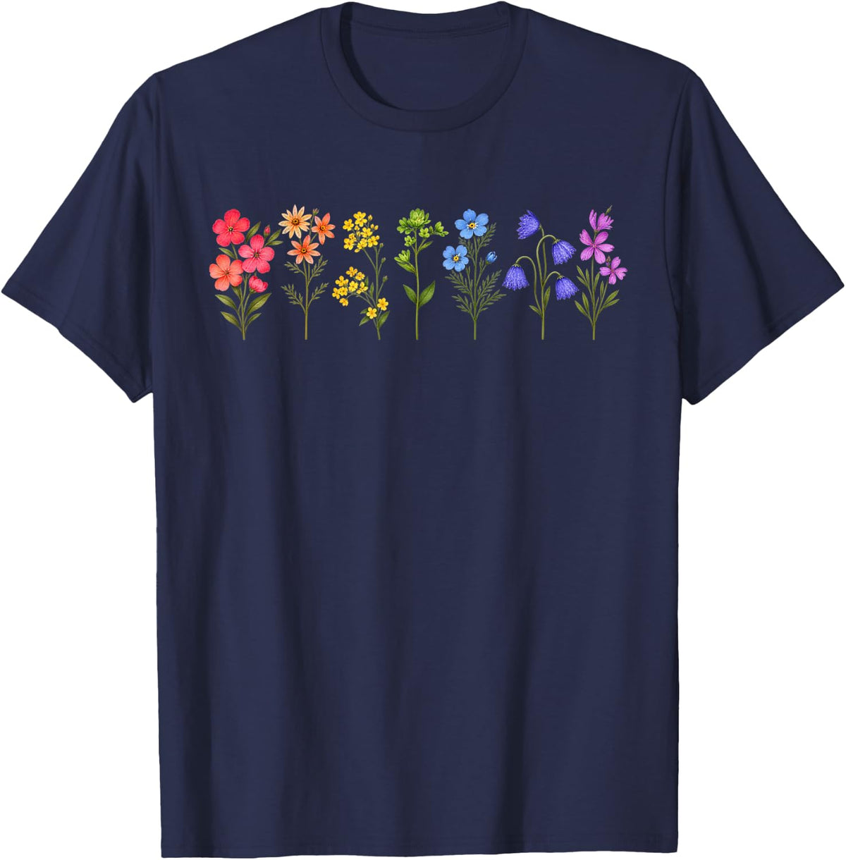Wildflower LGBT Pride Lesbian Gay Pride Month T-Shirt - Navy Blue
