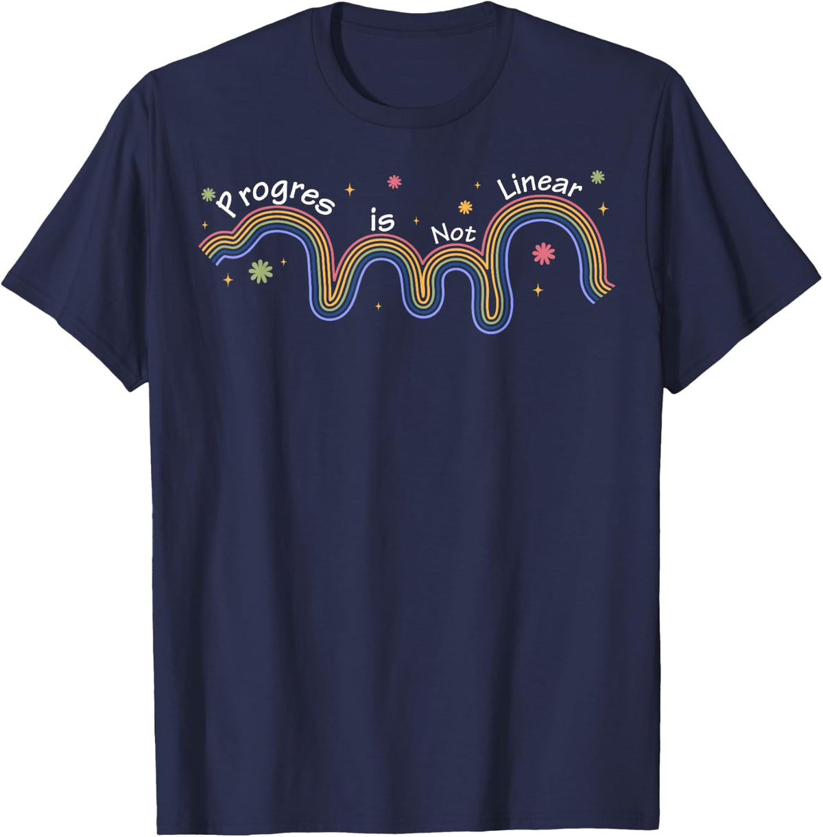 Progress is Not Linear - Christmas SPED Teacher Gifts T-Shirt - Navy Blue