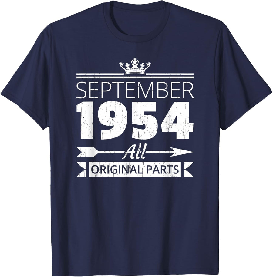 September 1954 Birthday Vintage Sept Bday Quote for Him Her T-Shirt - Navy Blue