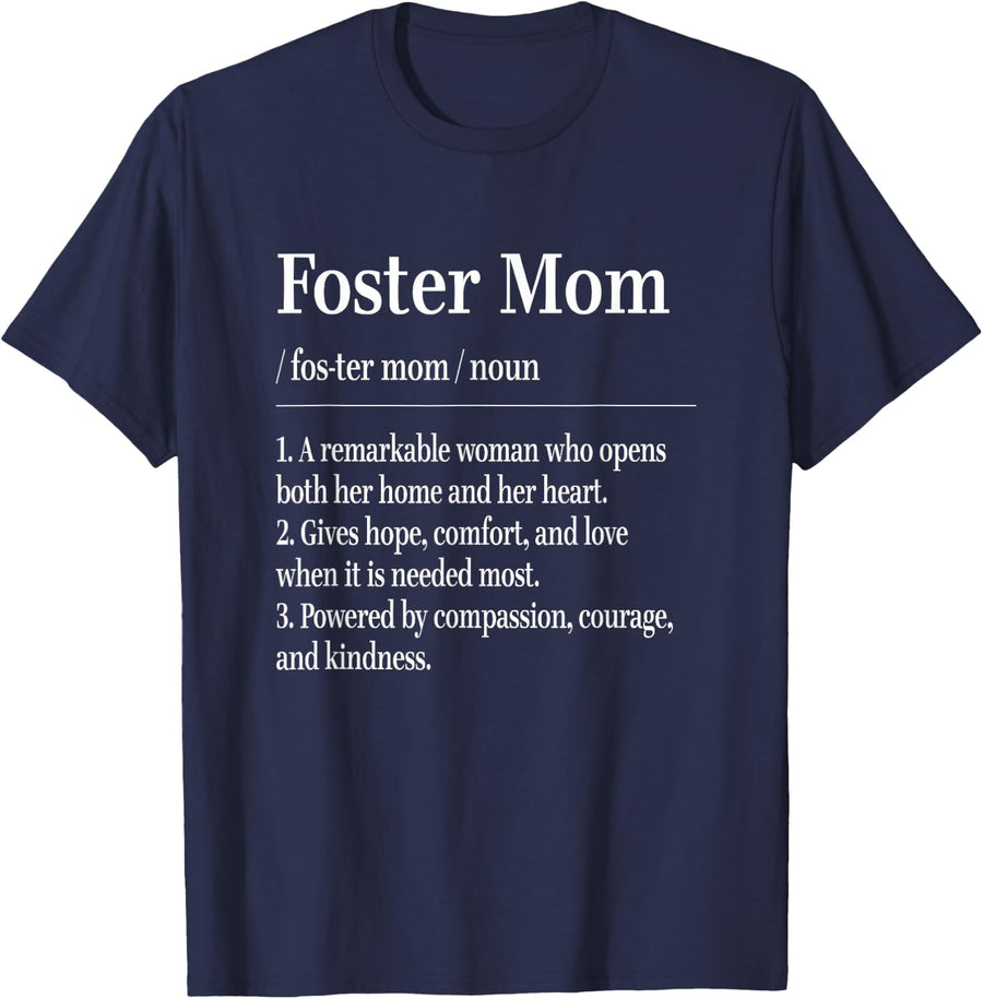 Foster Mom Definition Funny Parent T-Shirt - Navy Blue