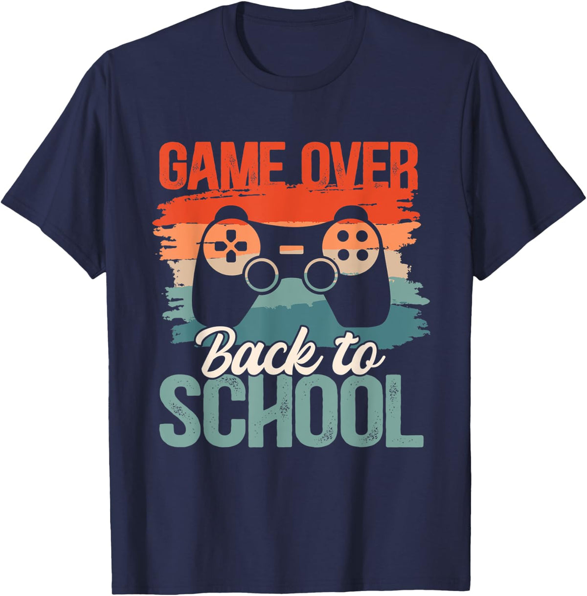 Back to School Funny Game Over Teacher Student Controller T-Shirt - Navy Blue