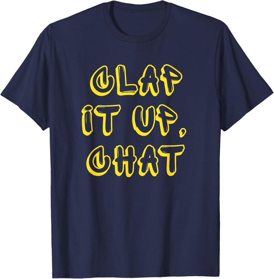 Trendy Slang Graffiti Teacher Clap it Up Chat T-Shirt - Navy Blue