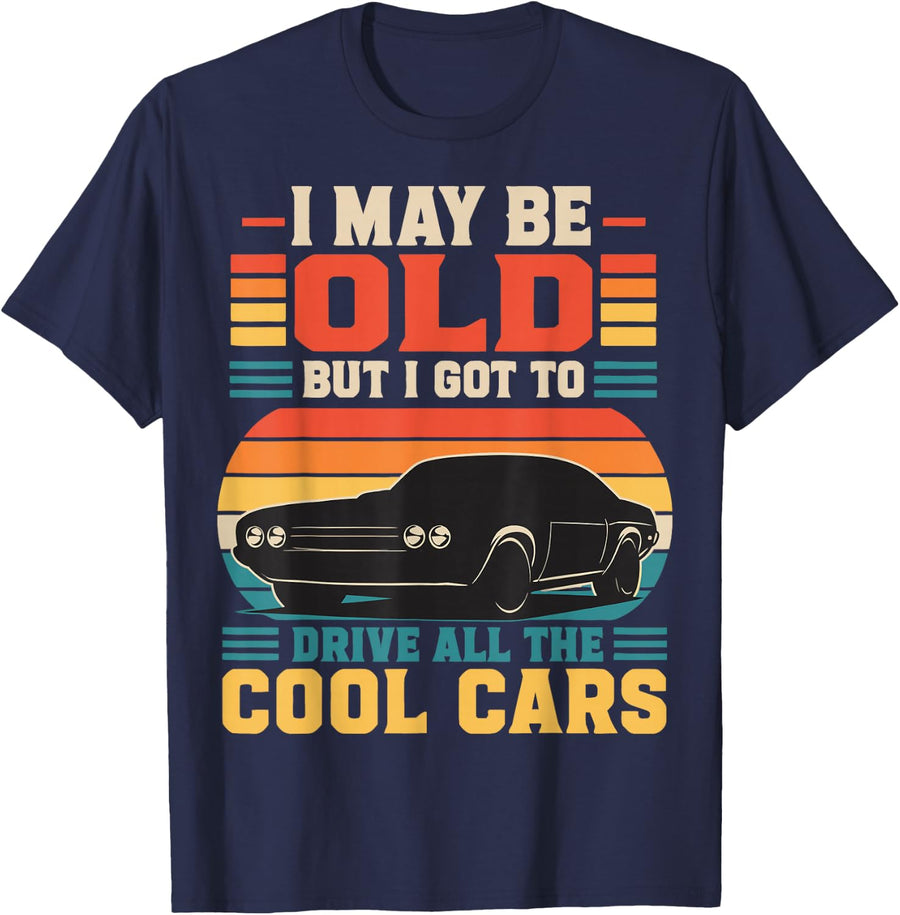 Muscle Car Humor Garage Classic Car T-Shirt - Navy Blue