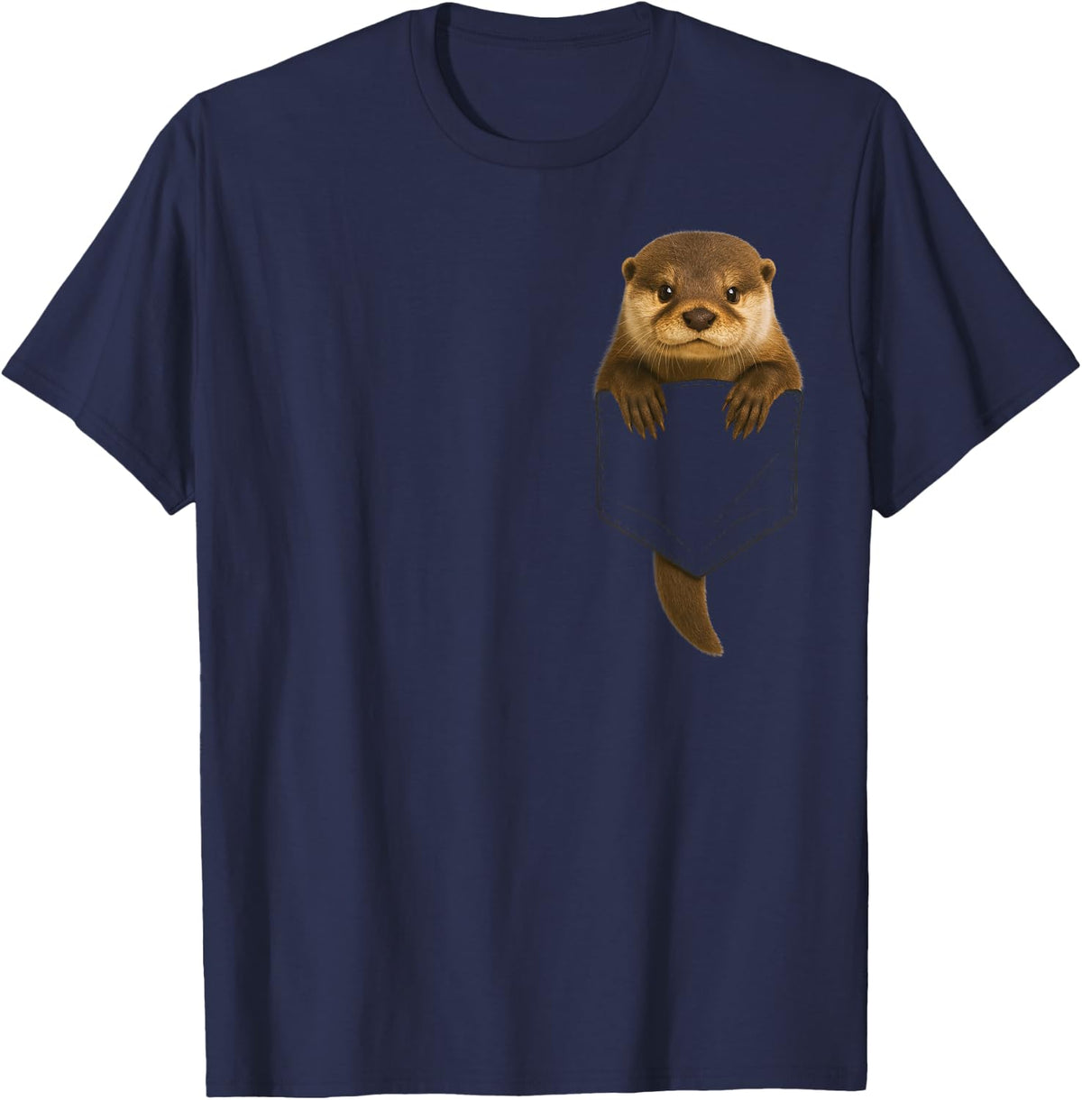 Cute Otter Pocket Funny Gifts for Men Women Kid Otter Lovers T-Shirt - Navy Blue