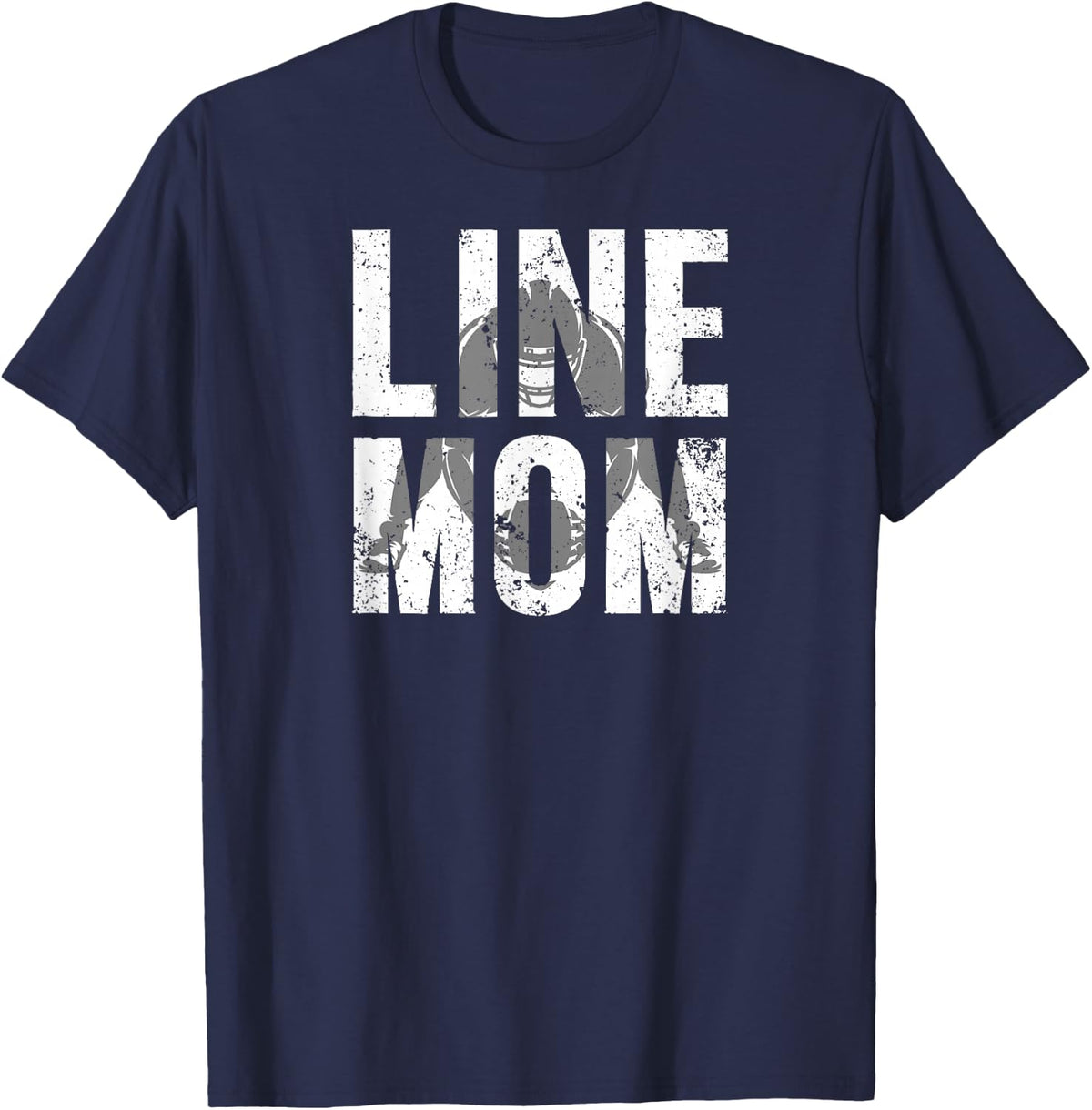 Football Line Mom Of A Football Lineman Mother T-Shirt - Navy Blue