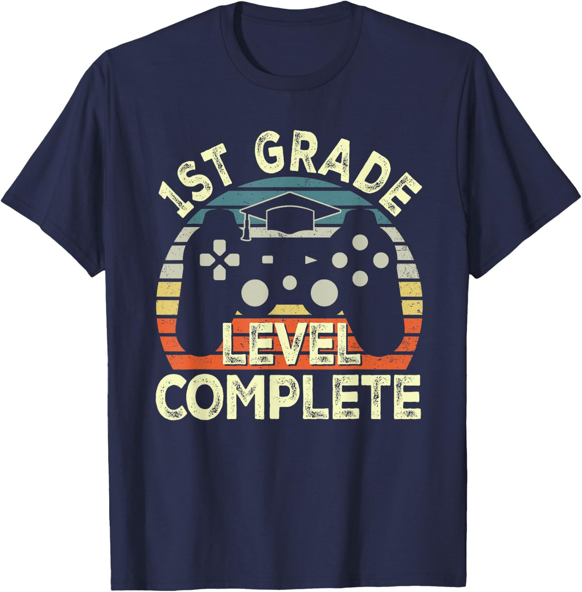 1st Grade Level Complete Video Game Last Day Of School T-Shirt - Navy Blue