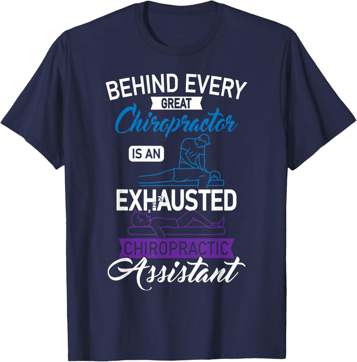 Chiropractor Assistant Adjustment Joint Spine Subluxation T-Shirt - Navy Blue