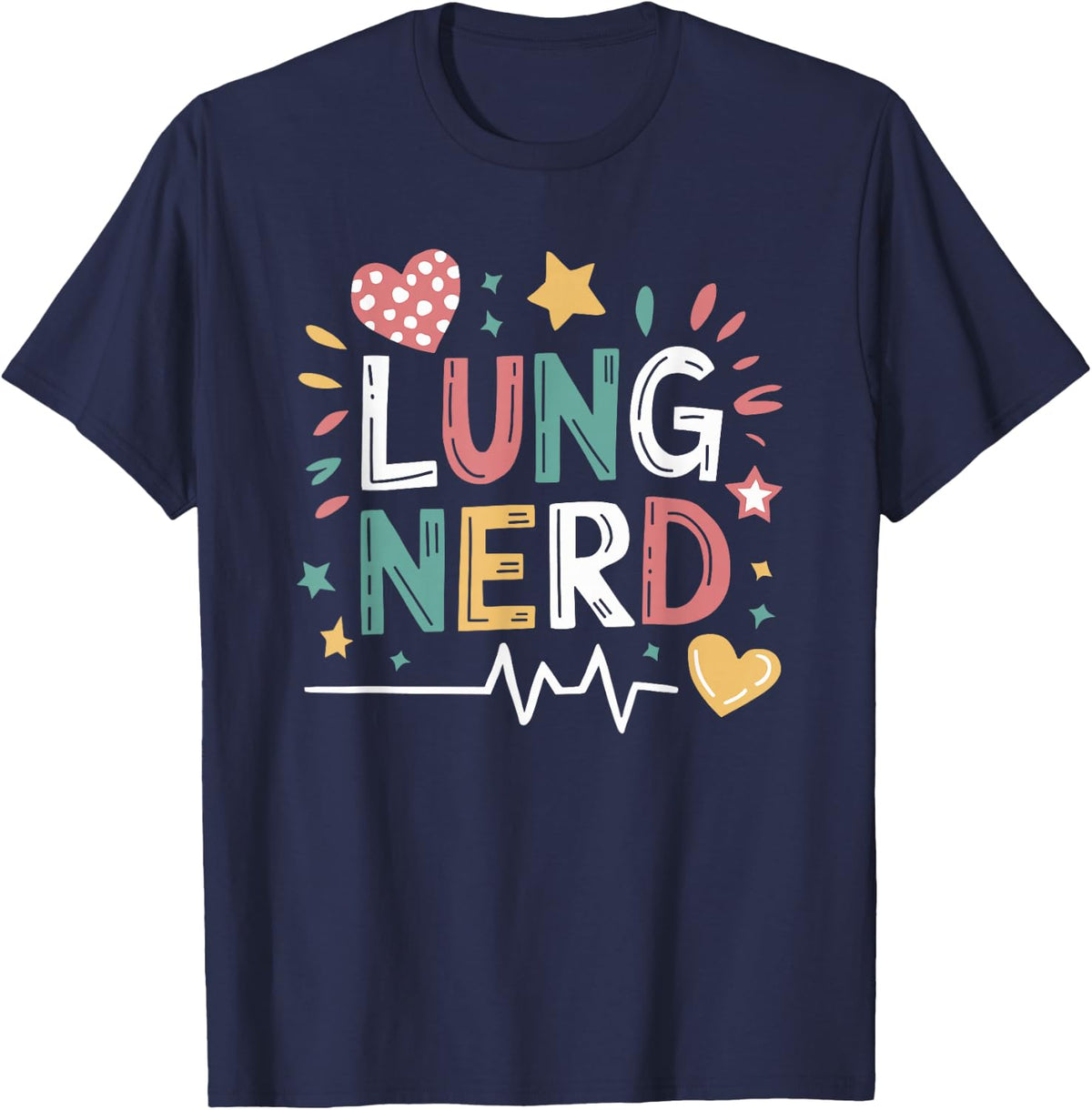 Pulmonary Therapist RT Respiratory Tech Nursing, Lung Nerd T-Shirt - Navy Blue