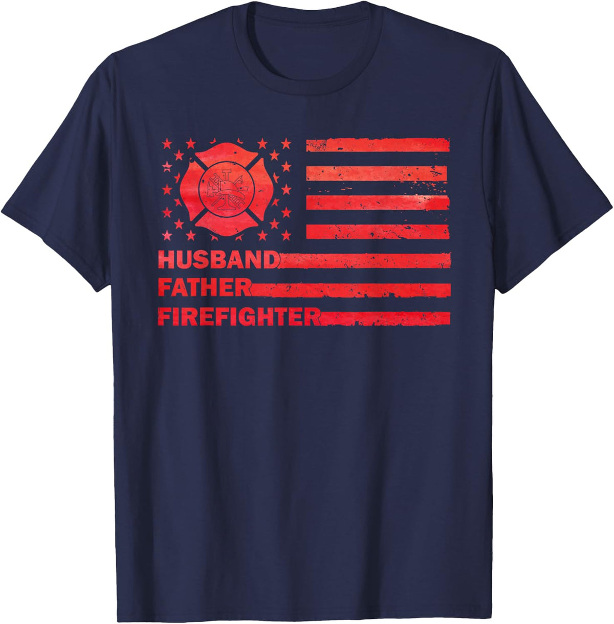 Firefighter Art For Husband Men Dad Firefighting Firefighter T-Shirt - Navy Blue