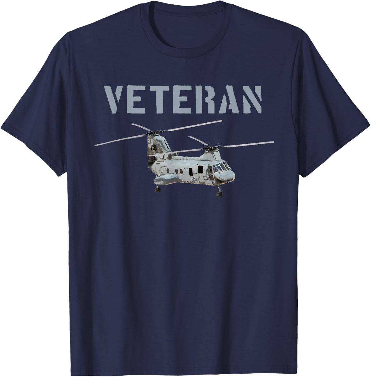 Veterans Ch-46 Sea Knight Helicopter T-Shirt T-Shirt - Navy Blue