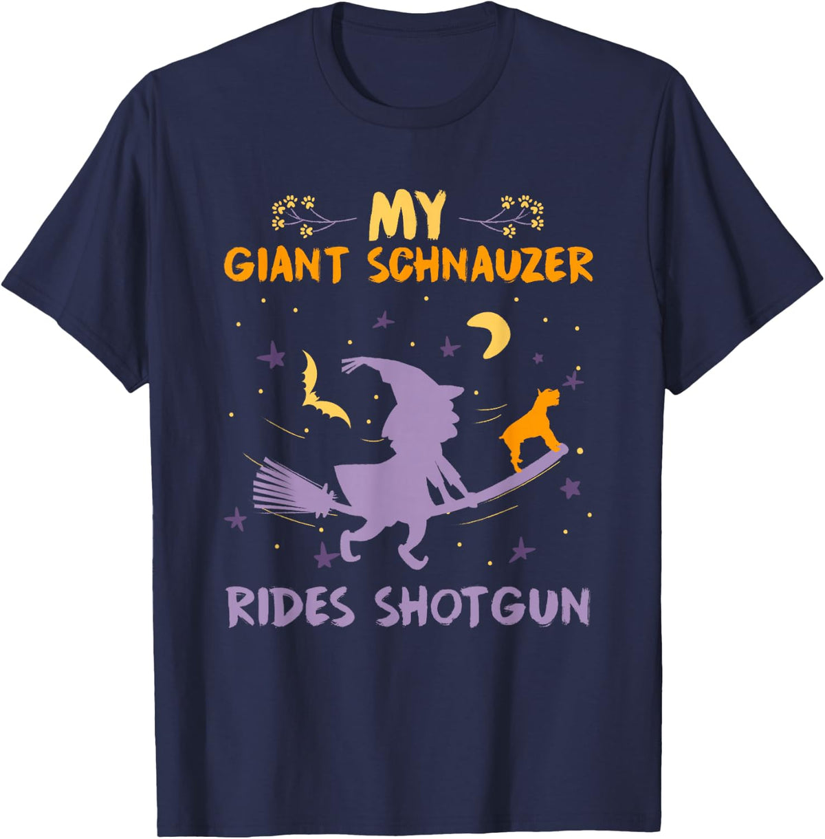My Giant Schnauzer Rides Shotgun Halloween Dog Mom Dad T-Shirt - Navy Blue