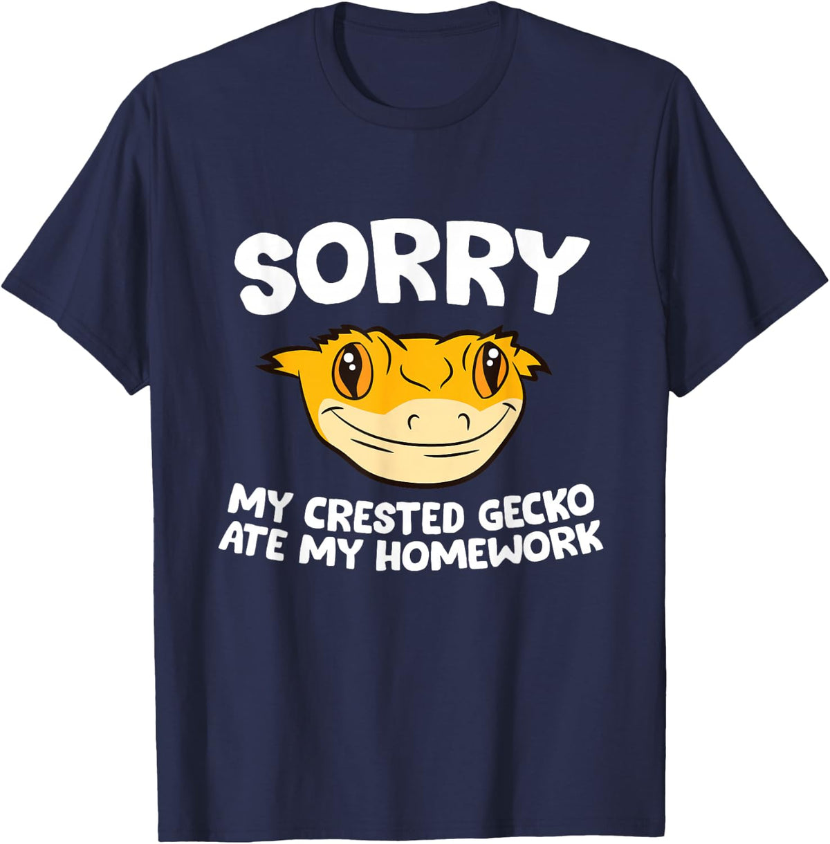 Crested Gecko Pet Sorry My Crested Gecko Ate My Homework Tee T-Shirt - Navy Blue