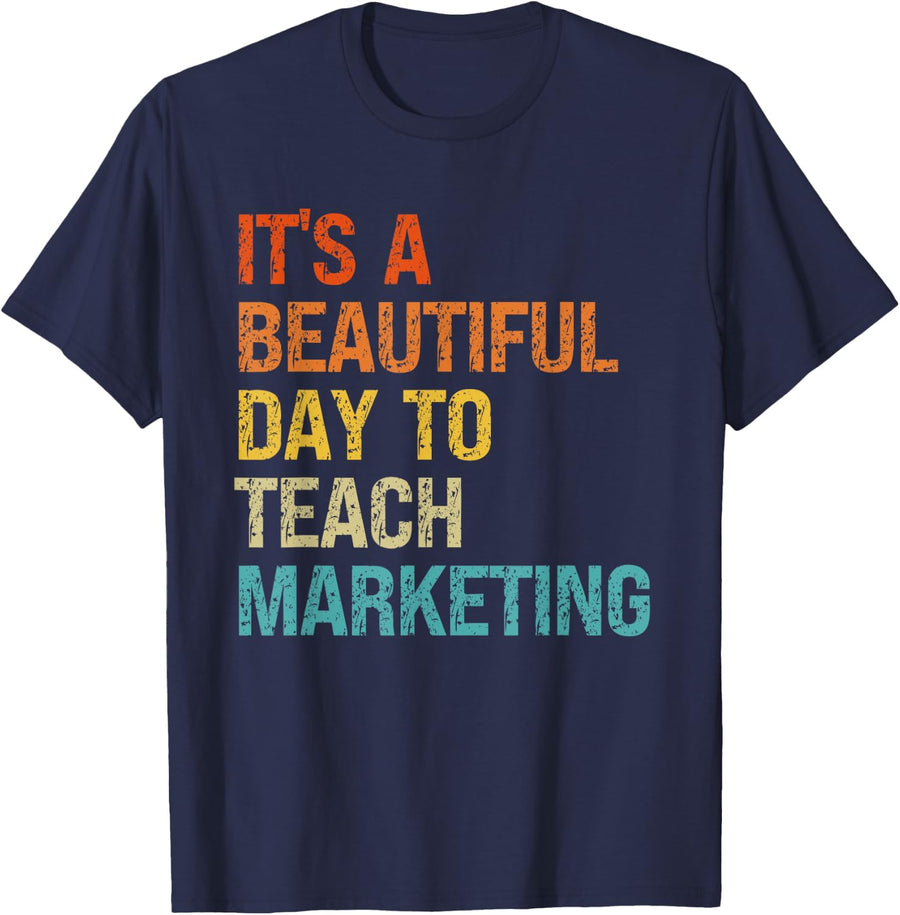 Vintage Marketing Teacher Retro Marketing Teacher Adult T-Shirt - Navy Blue