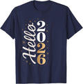 Hello 2026 New Year Celebration Eve Party Men Women Kids T-Shirt - Navy Blue
