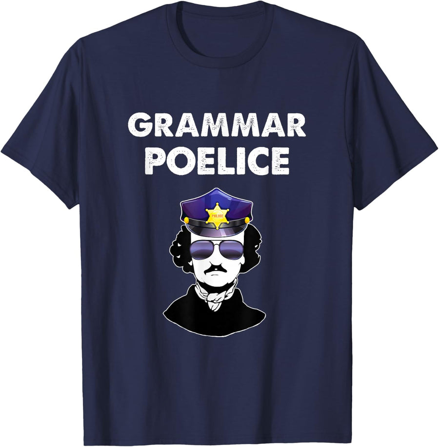 Poe Grammar French Teacher T-Shirt - Navy Blue