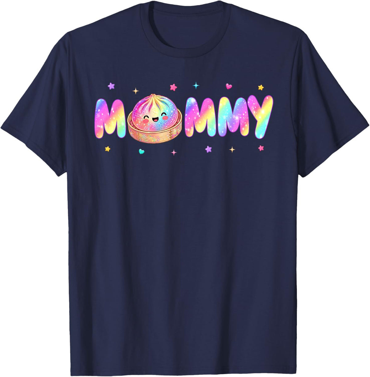 Kawaii Mommy Dumpling Squishy 1St Birthday Family Matching T-Shirt - Navy Blue