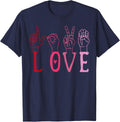 Vintage Valentine's Day Sign Language ASL Love Gift T-Shirt - Navy Blue