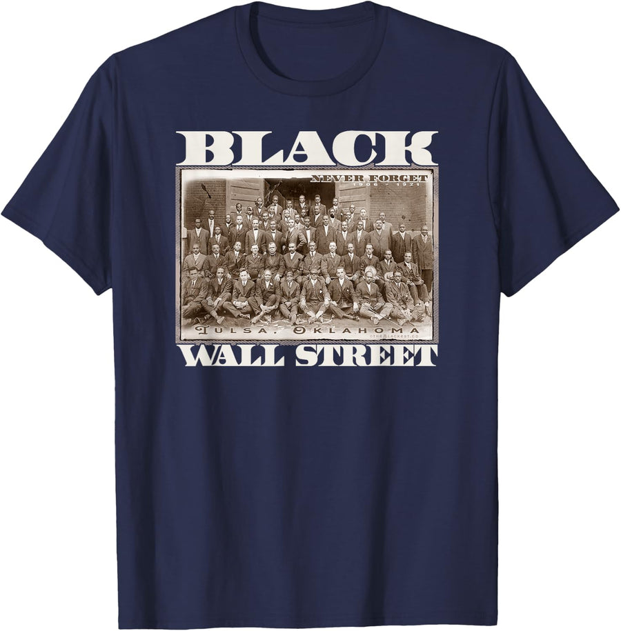 Black Wall Street Black Business Vintage Black History Month T-Shirt - Navy Blue