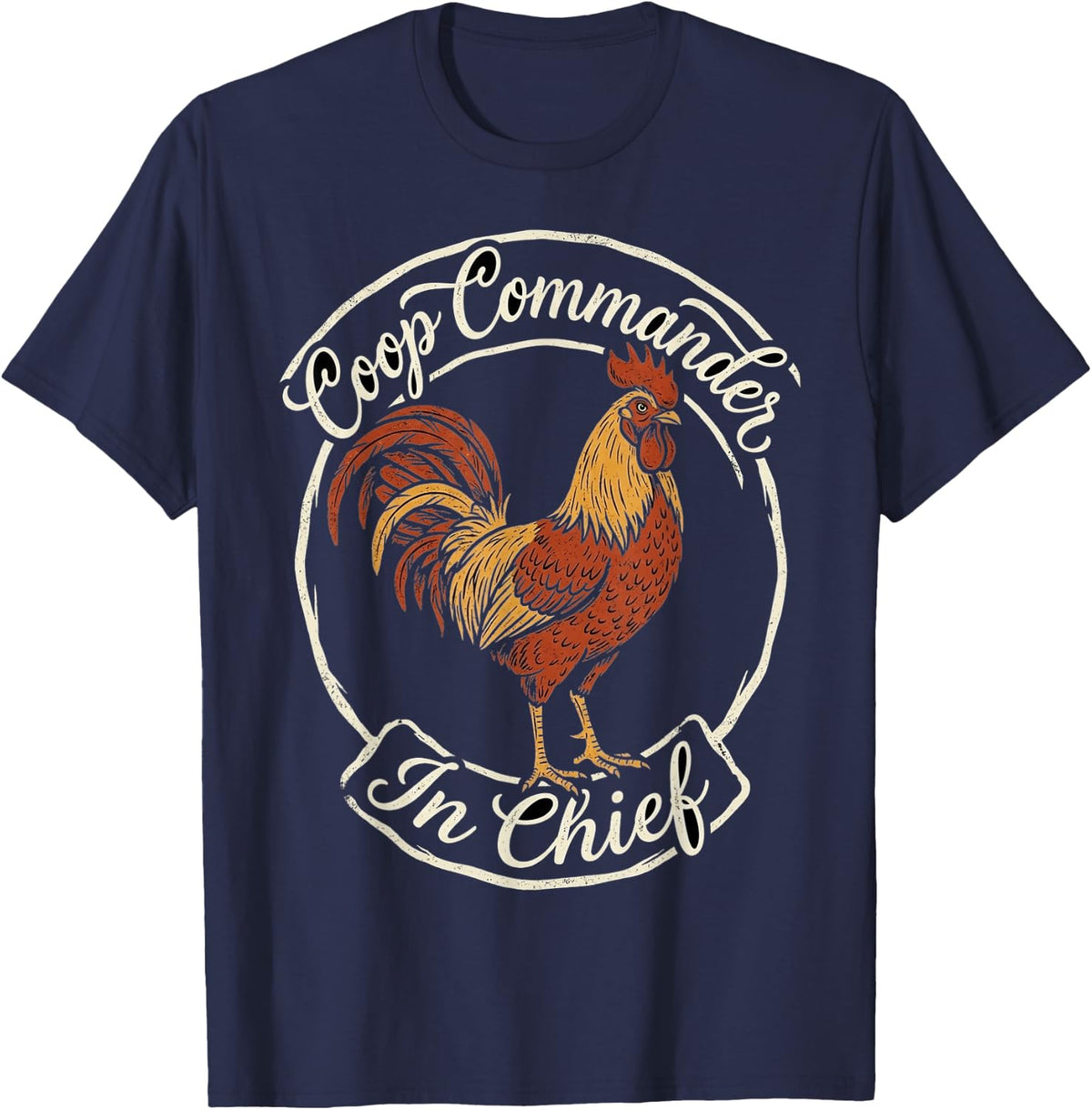 Backyard Chicken Flock Coop Security Funny Poultry Guard T-Shirt - Navy Blue
