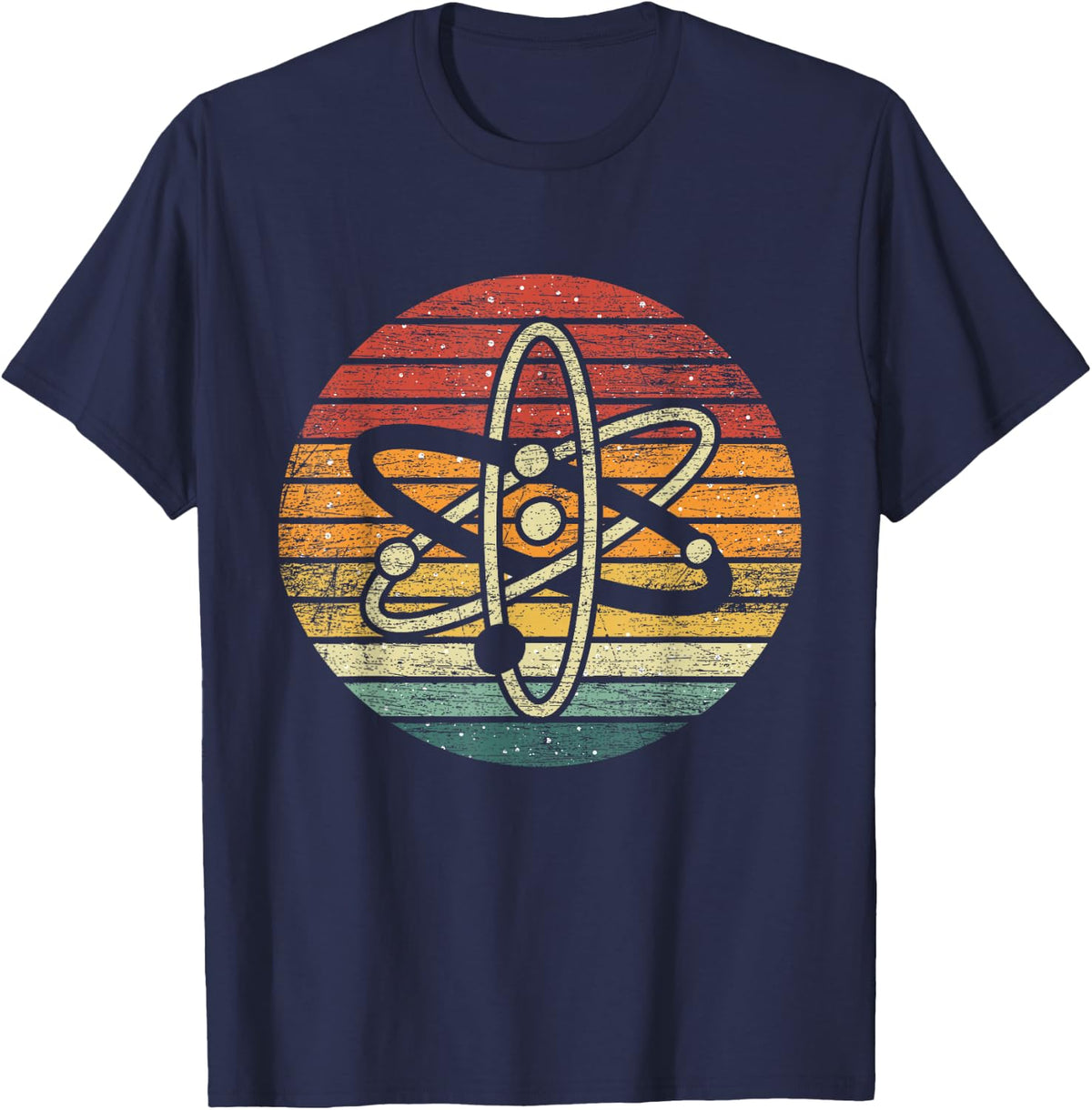 Retro Quantum Mechanics Atom Physics T-Shirt Tee for Science Lovers - Navy Blue