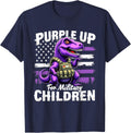 Purple Up For Military Kids Dinosaur T-Rex Army Vest Flag T-Shirt - Navy Blue