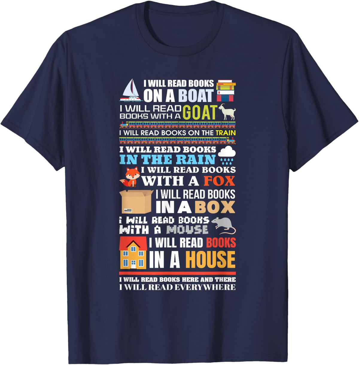 I Will Read Books On A Boat Reading T-Shirt Gift For Book Lovers And Readers - Navy Blue