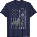 Doberman Lover Design For Men Women American Flag Doberman T-Shirt - Navy Blue