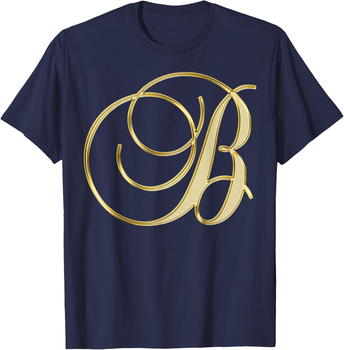 Monogram Letter B Gold T-Shirt - Navy Blue
