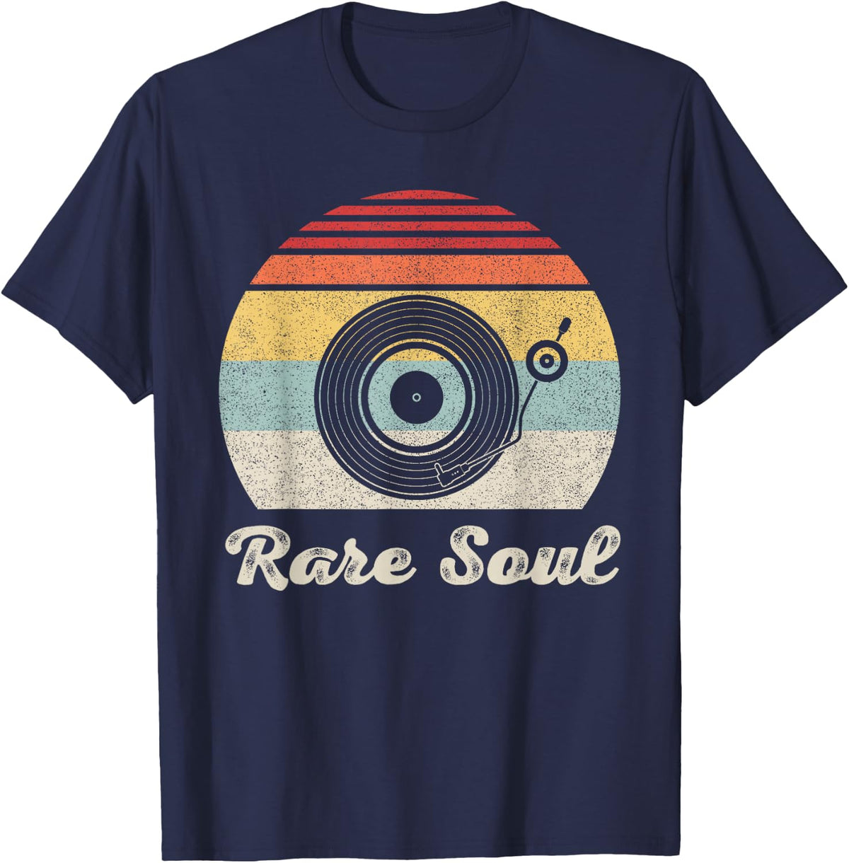 Vintage Retro Rare Soul DJ Turntable Music Old School T-Shirt - Navy Blue