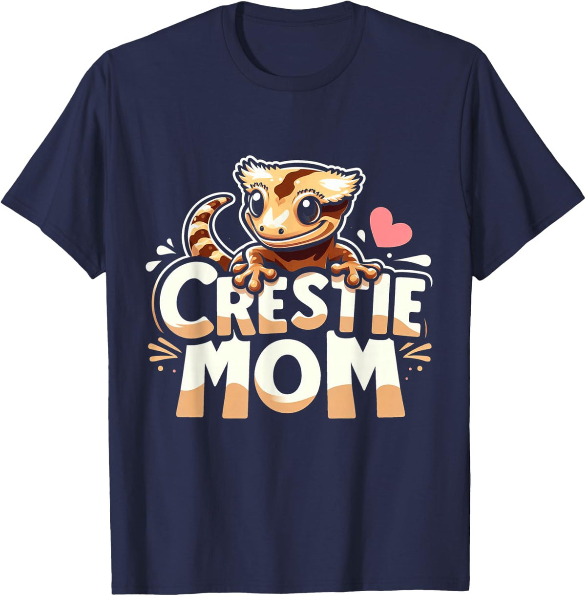 Crested Gecko Crestie Mom Tee - Ultimate Reptile Lover T-Shirt - Navy Blue