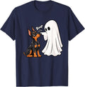 Funny Ghost Doberman Pinscher Boop Halloween Dog Lover T-Shirt - Navy Blue