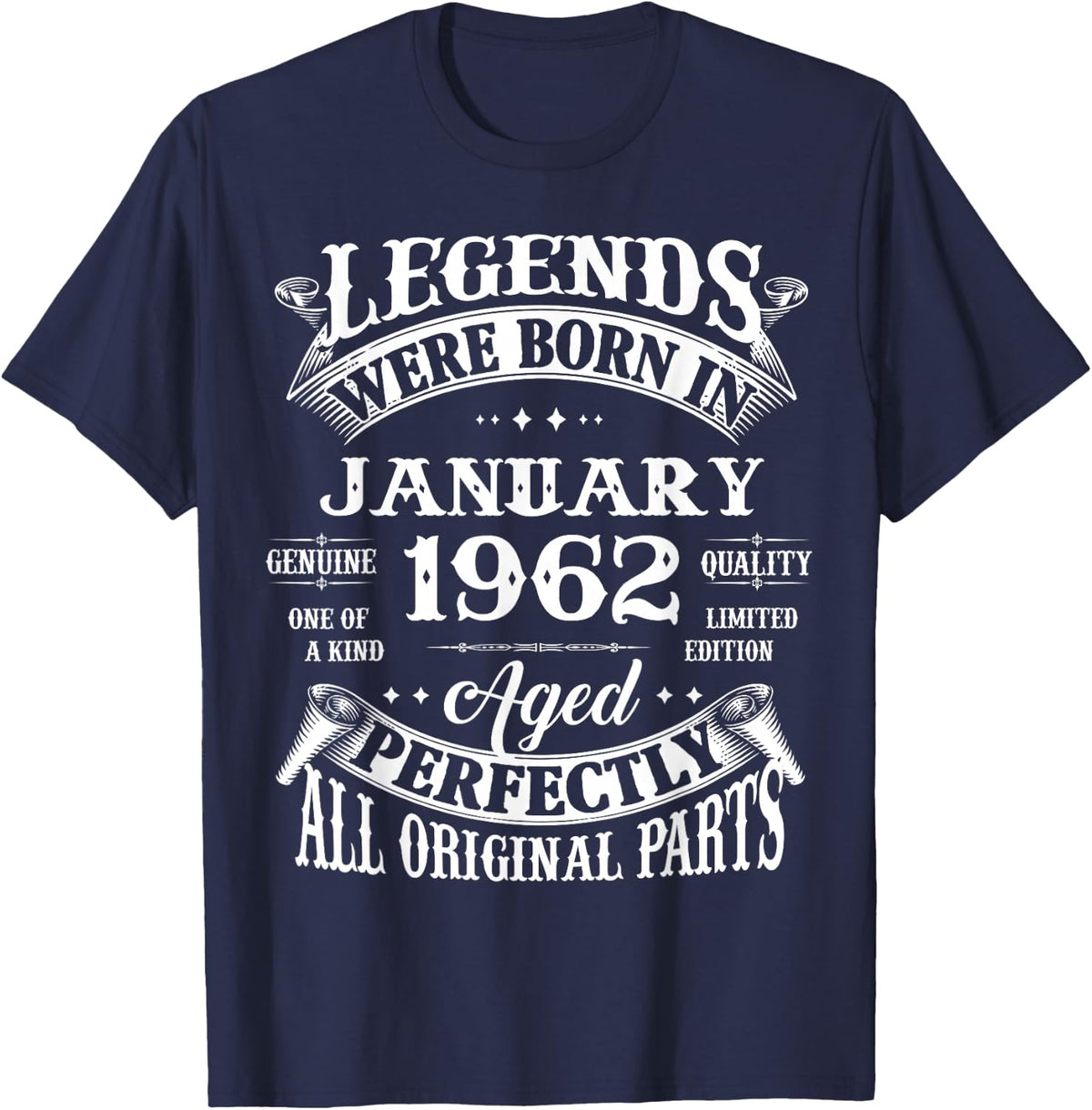 64th Birthday Gift Legends Born In January 1962 64 Years Old T-Shirt - Navy Blue