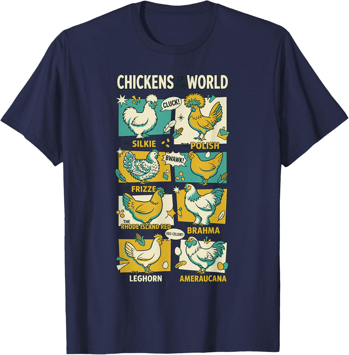 Crazy Chicken Chickens of The World Chicken T-Shirt - Navy Blue