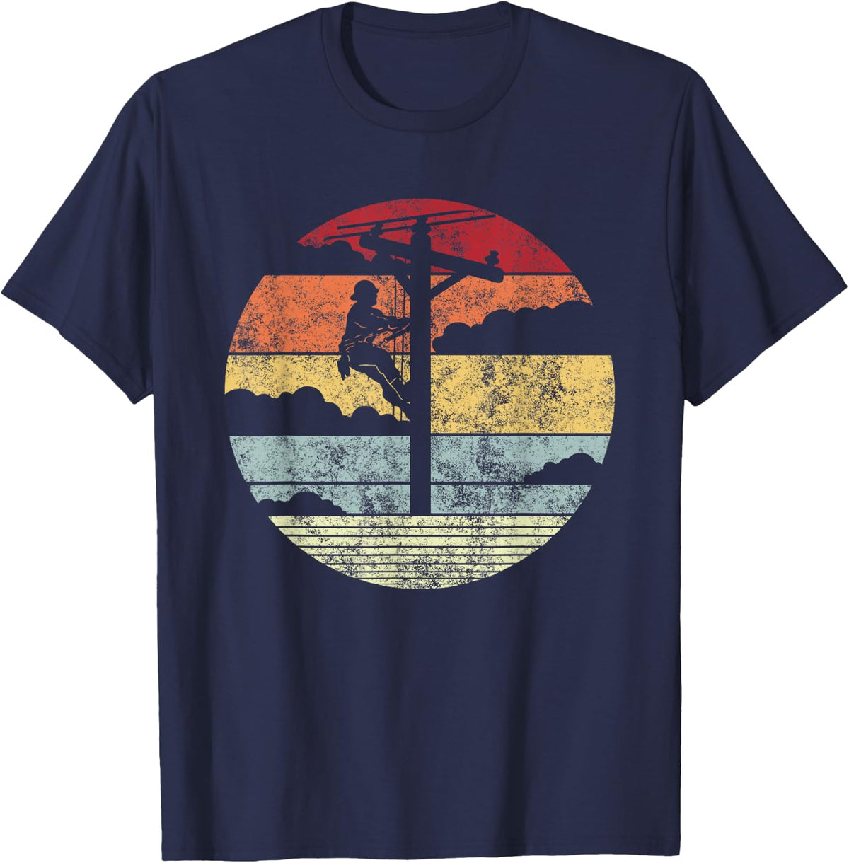 Lineman Retro Multi-Purpose Pole T-Shirt - Navy Blue