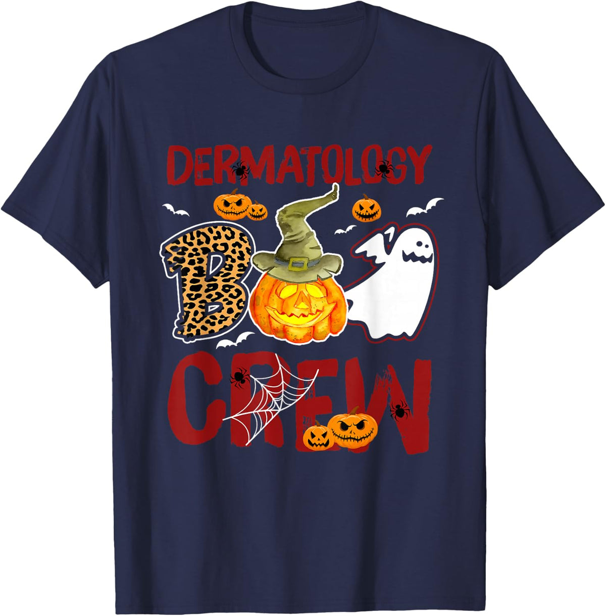 Dermatology Boo Crew Halloween Derm Nurse Match T-Shirt - Navy Blue