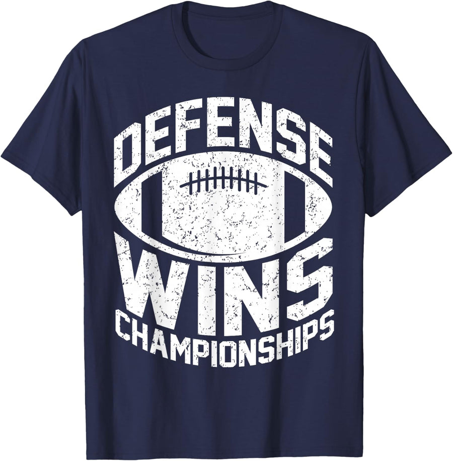 Defense wins Championships | Football Defence Lineman T-Shirt - Navy Blue