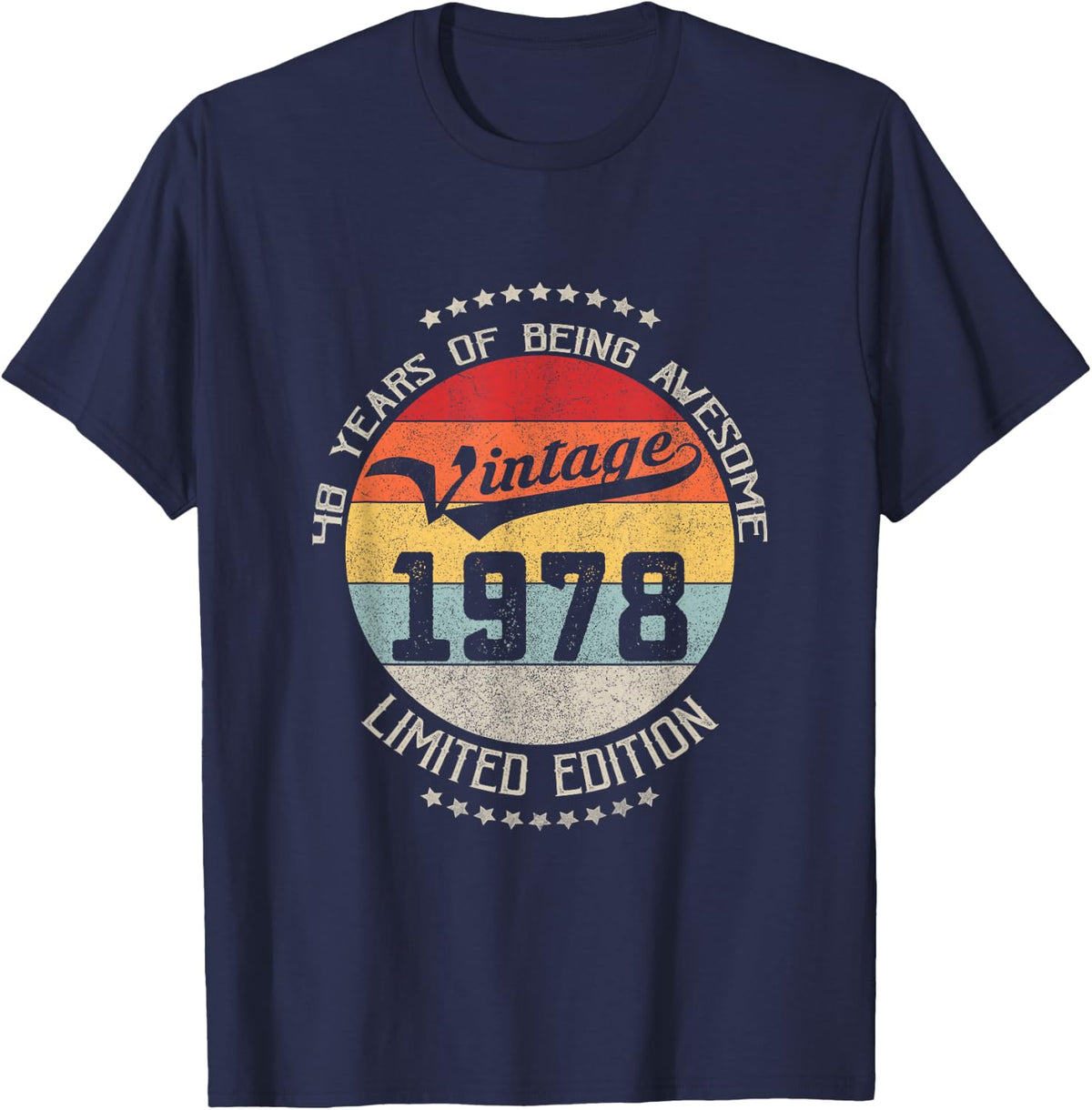 48th Birthday Gift Vintage Being Awesome 1978 48 Years Old T-Shirt - Navy Blue