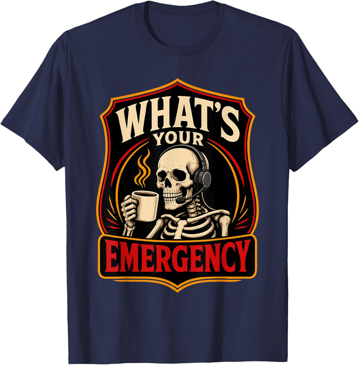 911 Call Taker Night Shift Funny Dispatcher T-Shirt - Navy Blue