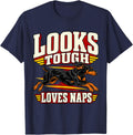 Doberman Looks Tough Loves Naps Dobie Dad Funny Pinscher T-Shirt - Navy Blue