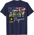 Proud Army Papaw With American Flag Gift For Veteran Day Women Kids Men T-Shirt - Navy Blue