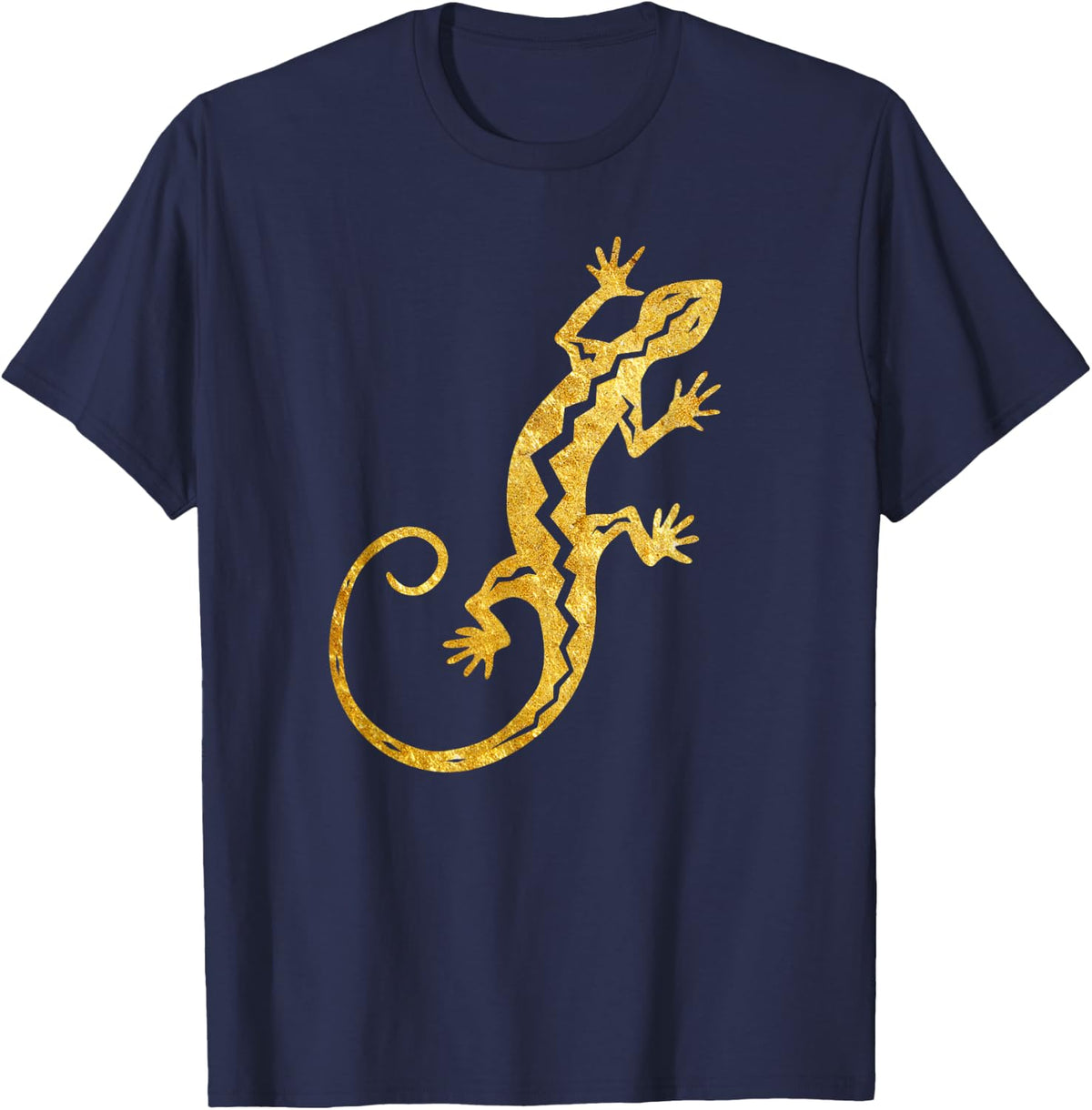 Gecko Native Southwestern Petroglyph T-Shirt - Navy Blue