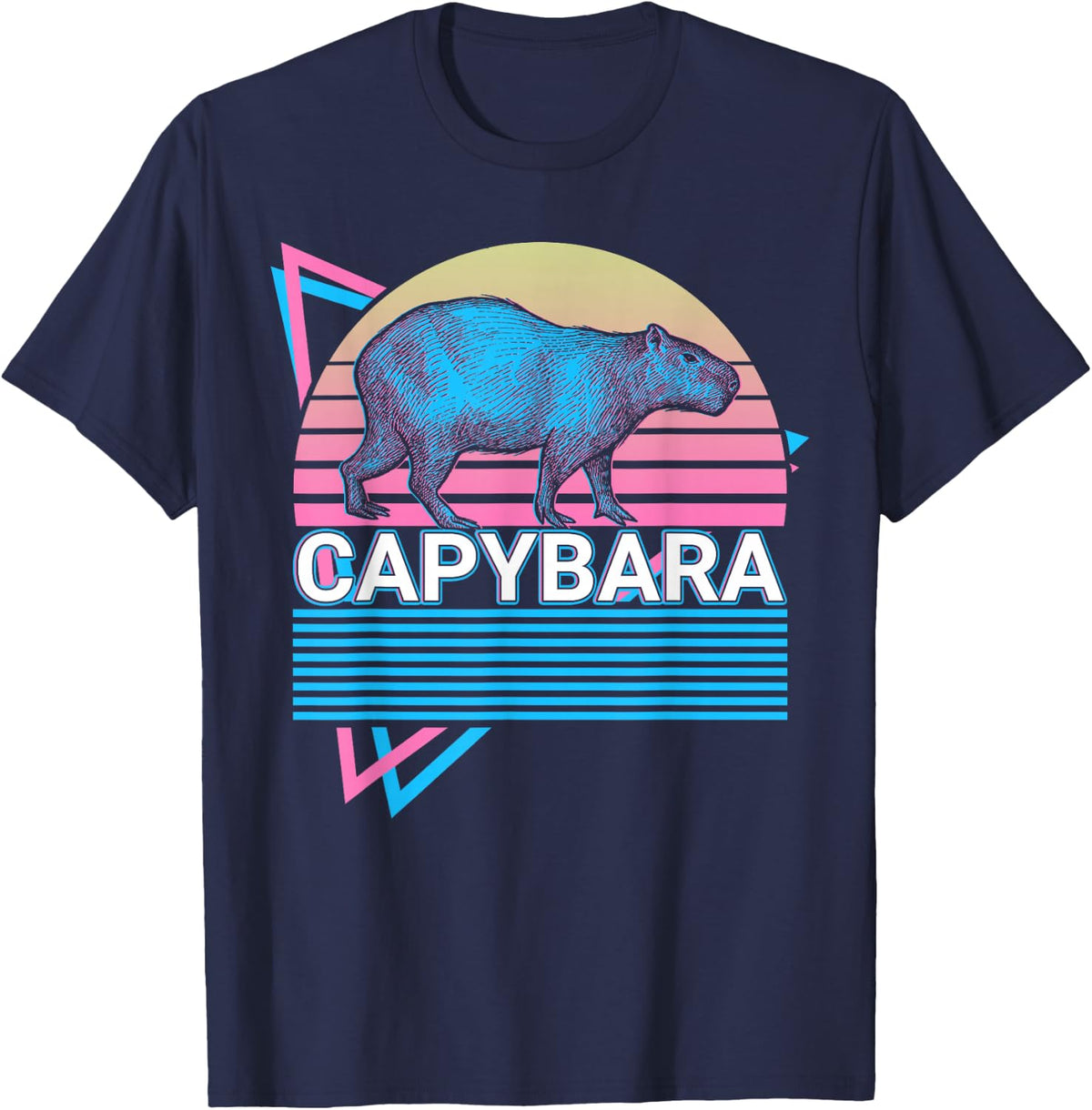 Capybara Retro T-Shirt - Navy Blue