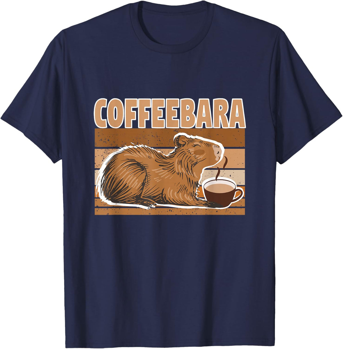 Coffeebara - Capybara Pet Fans Coffee with Capybara T-Shirt - Navy Blue